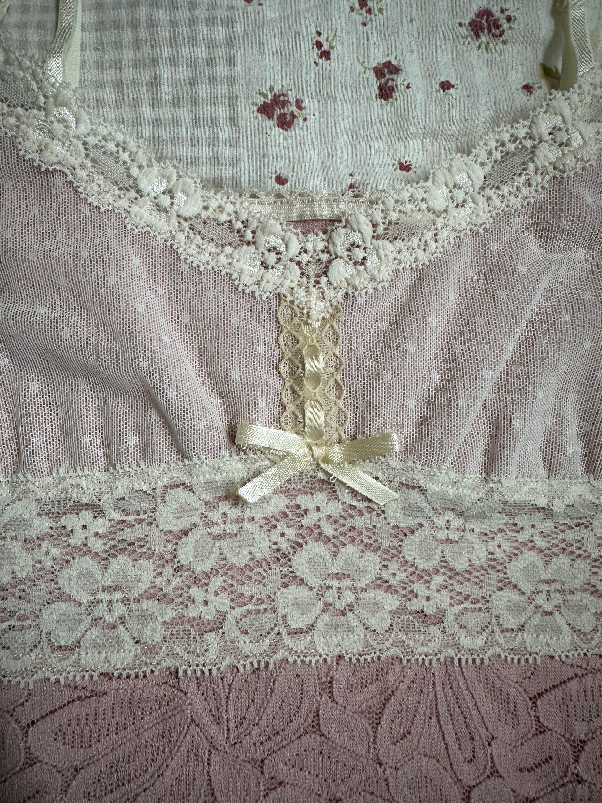 pink and cream lace cami