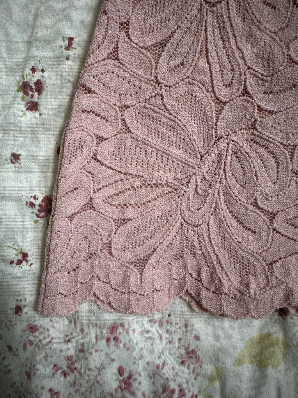 pink and cream lace cami