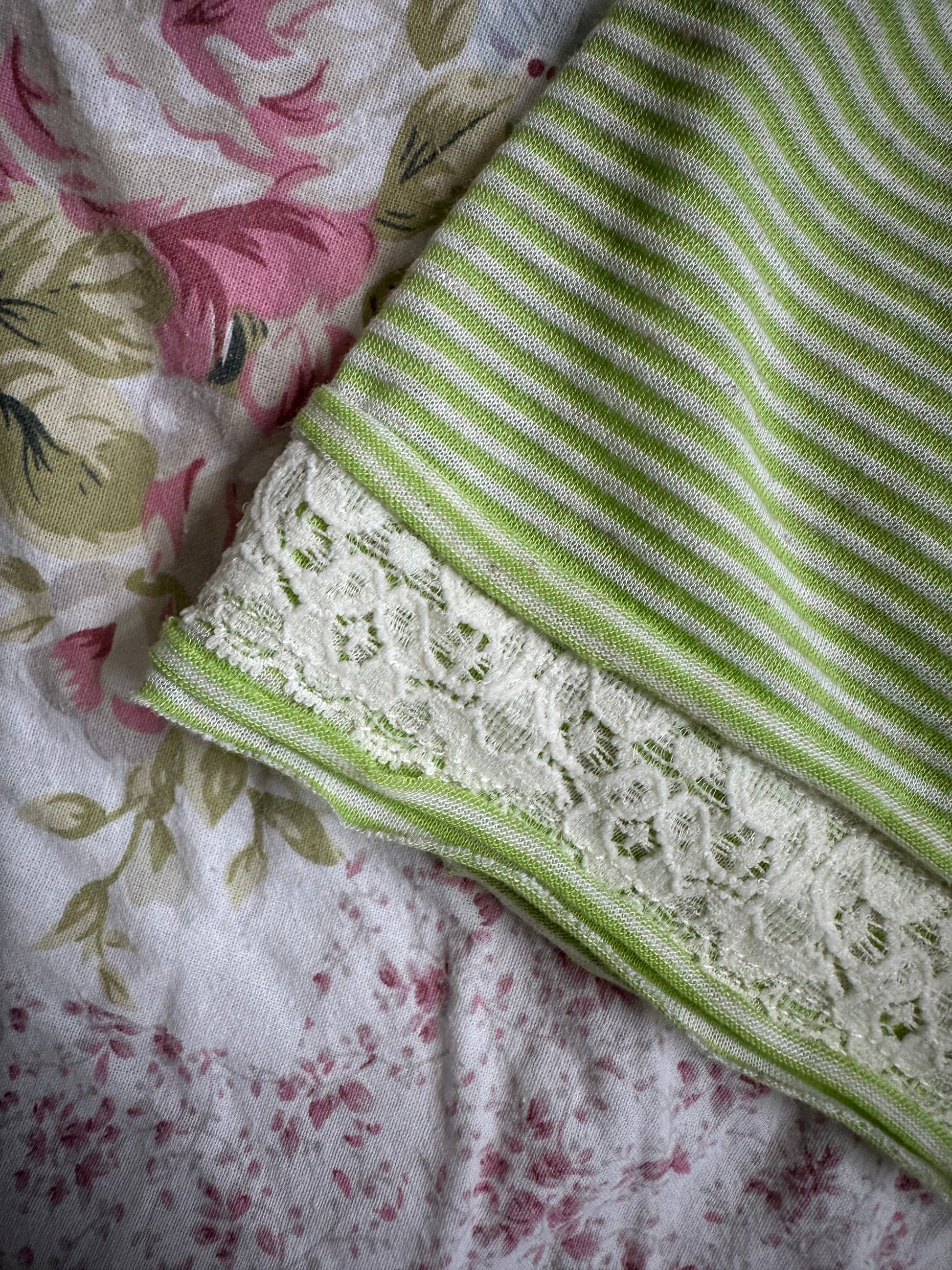 Striped green aya capsleeve babydoll