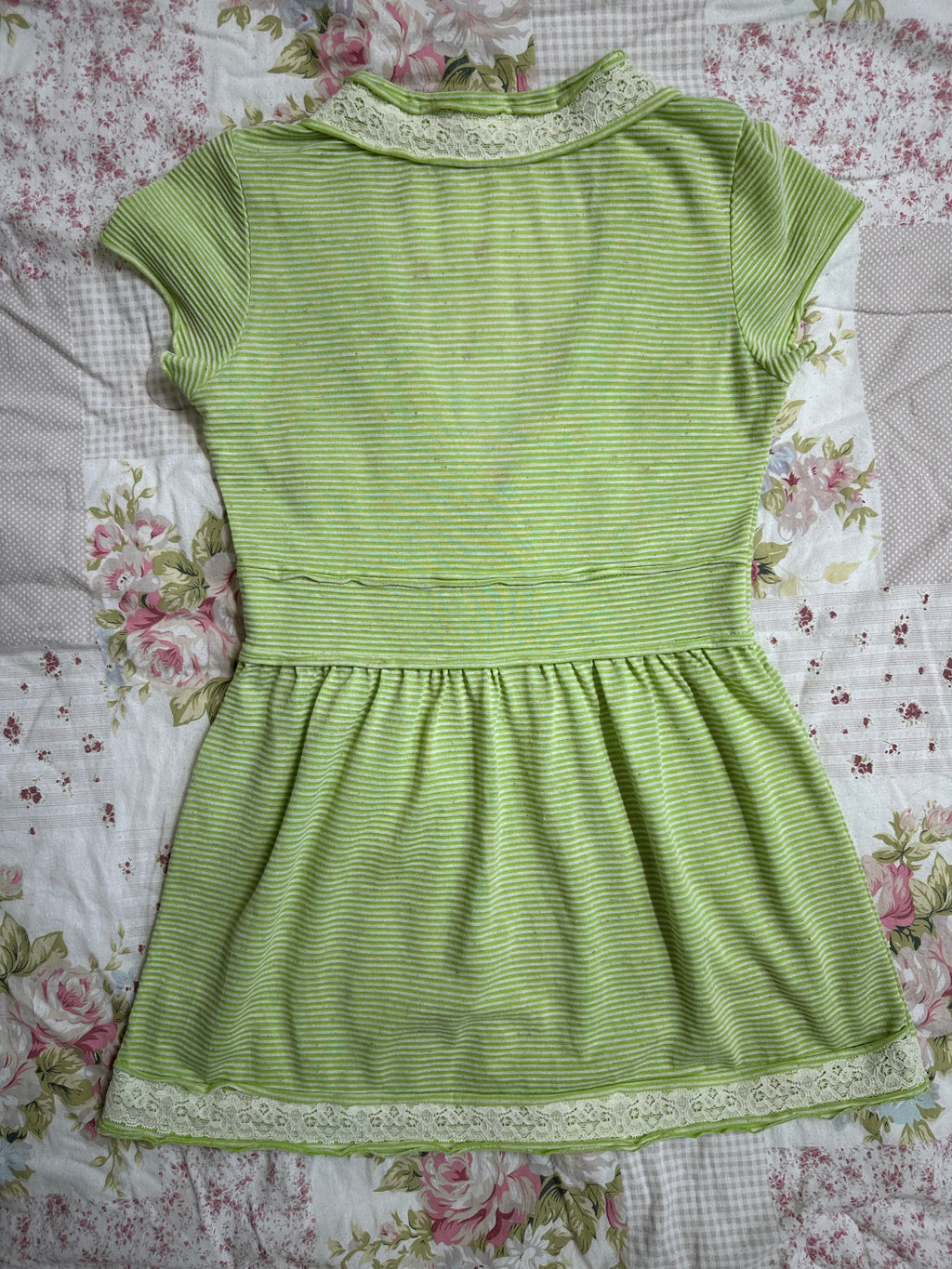 Striped green aya capsleeve babydoll