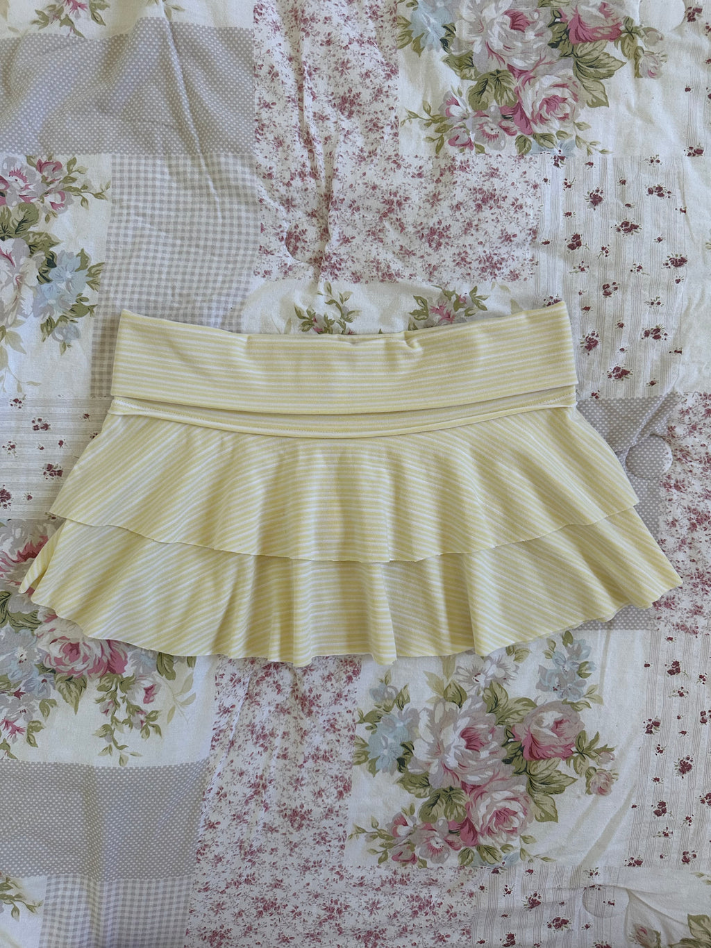 Yellow fold over mini skirt