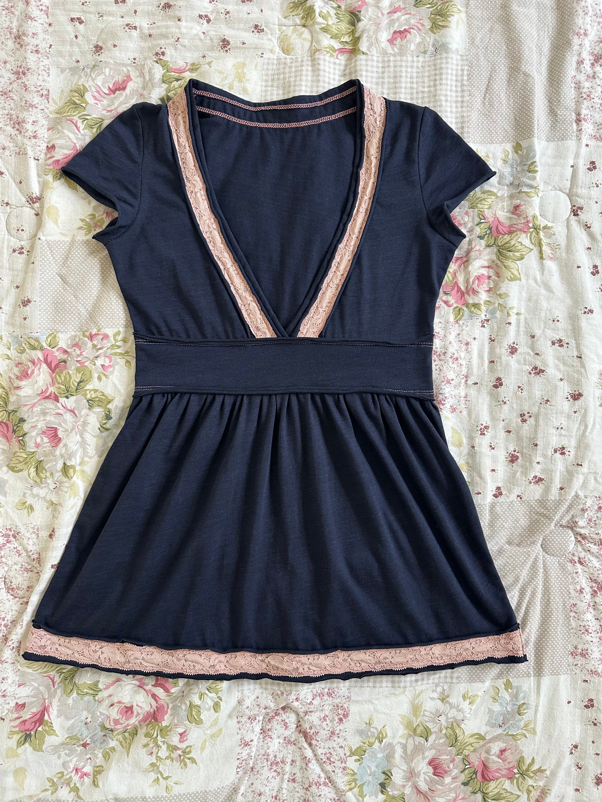 navy blue aya capsleeve babydoll