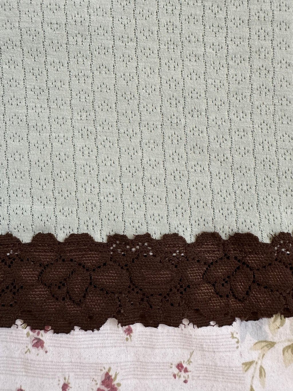 pointelle light turquoise blue and brown cami