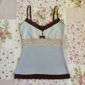 baby blue and brown cami