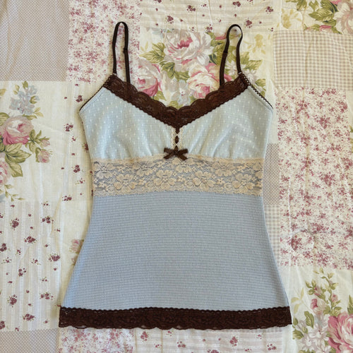 baby blue and brown cami