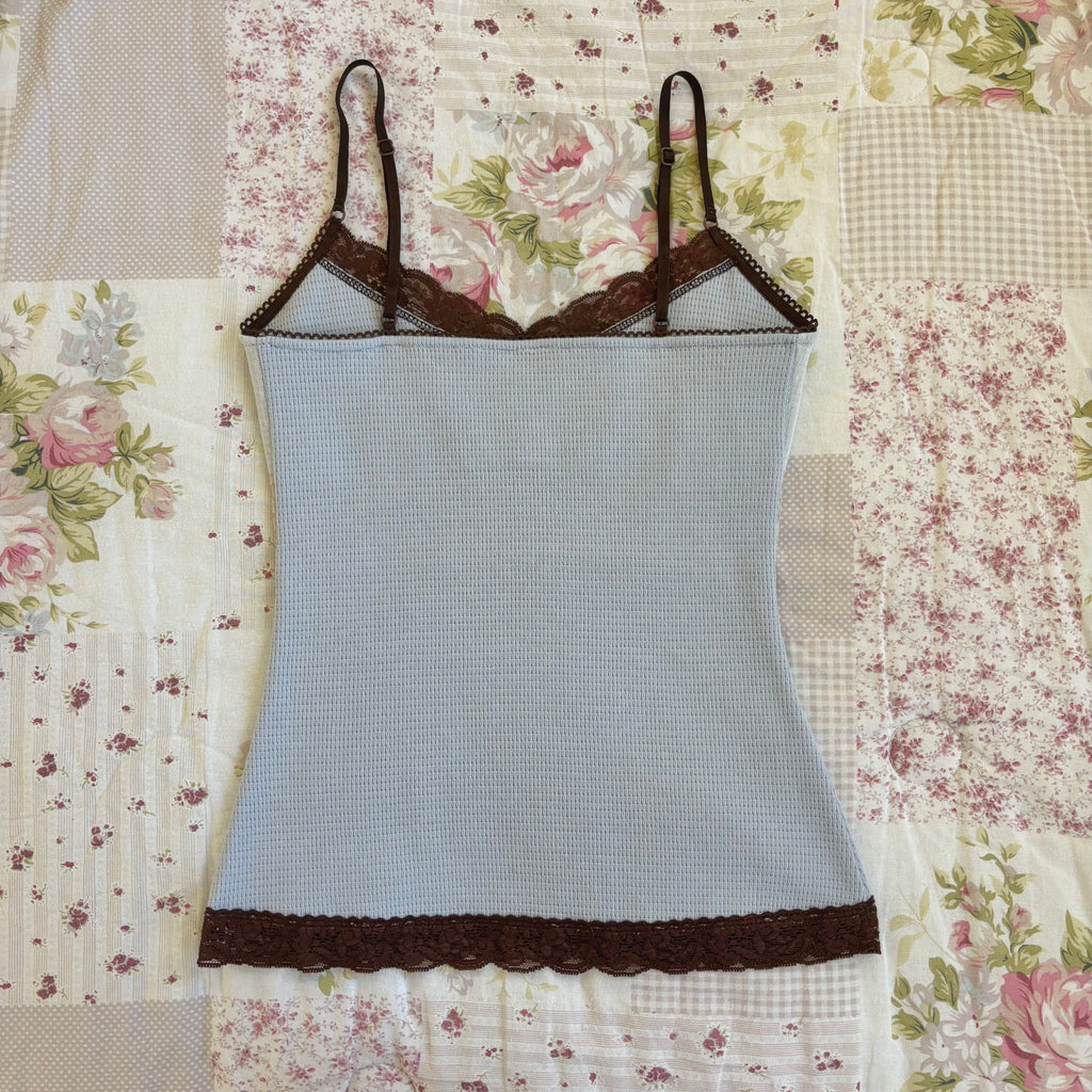 baby blue and brown cami