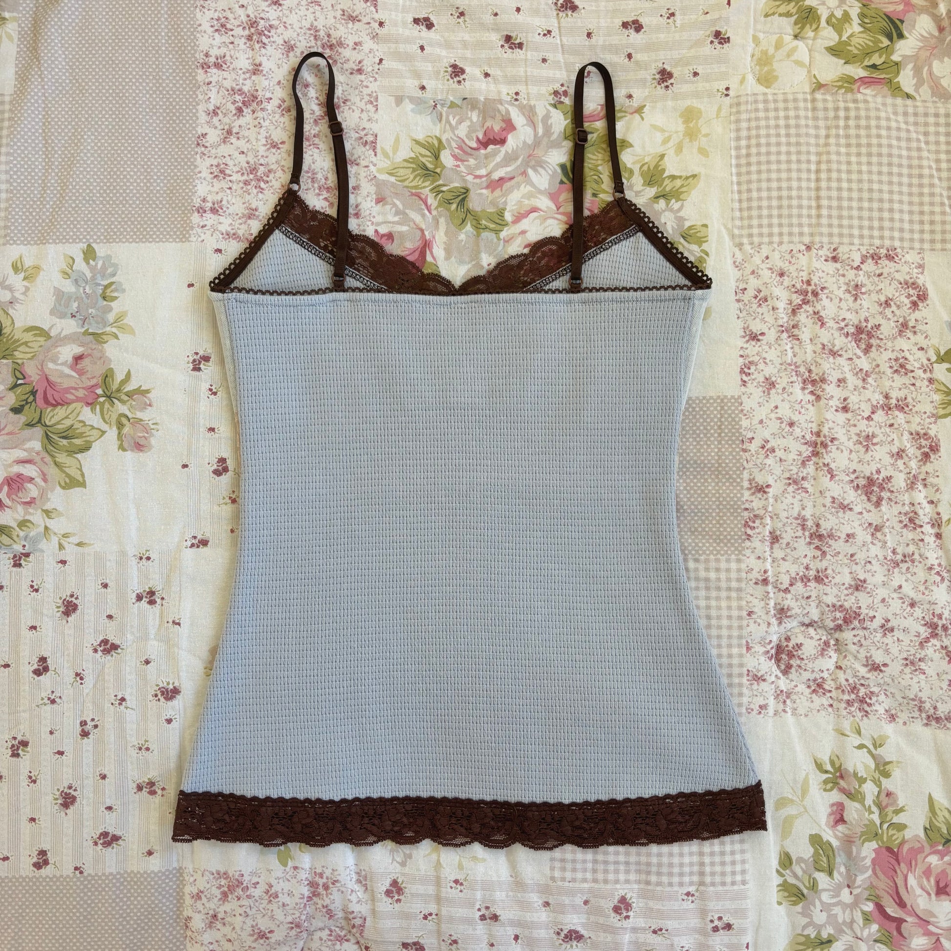 baby blue and brown cami