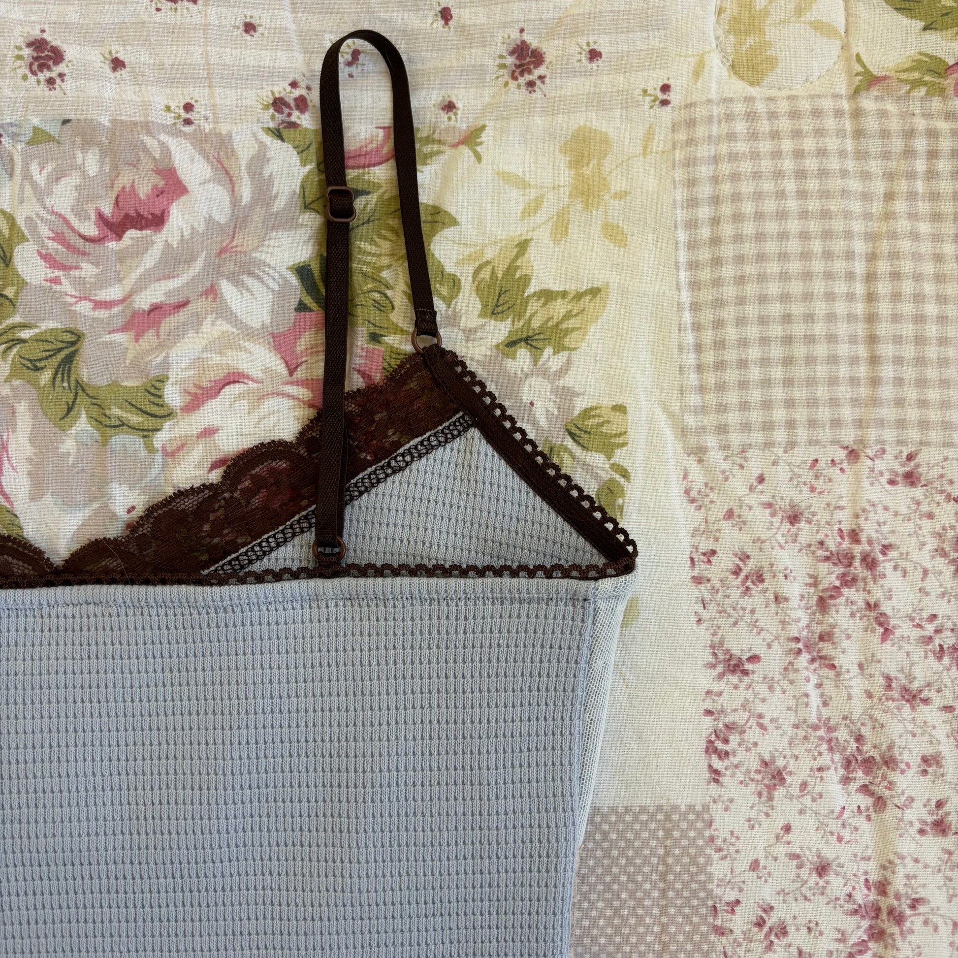 baby blue and brown cami
