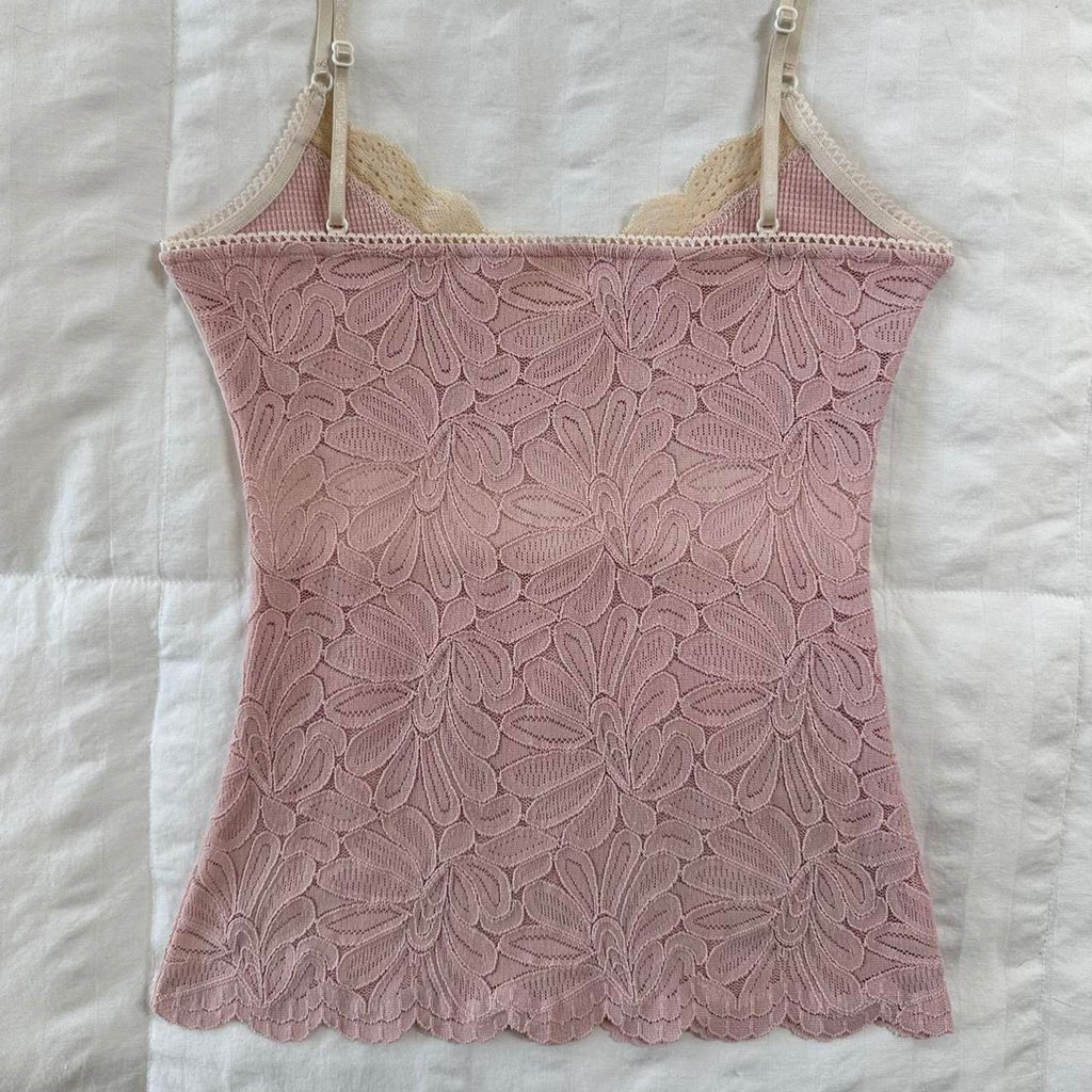 pink and cream lace cami