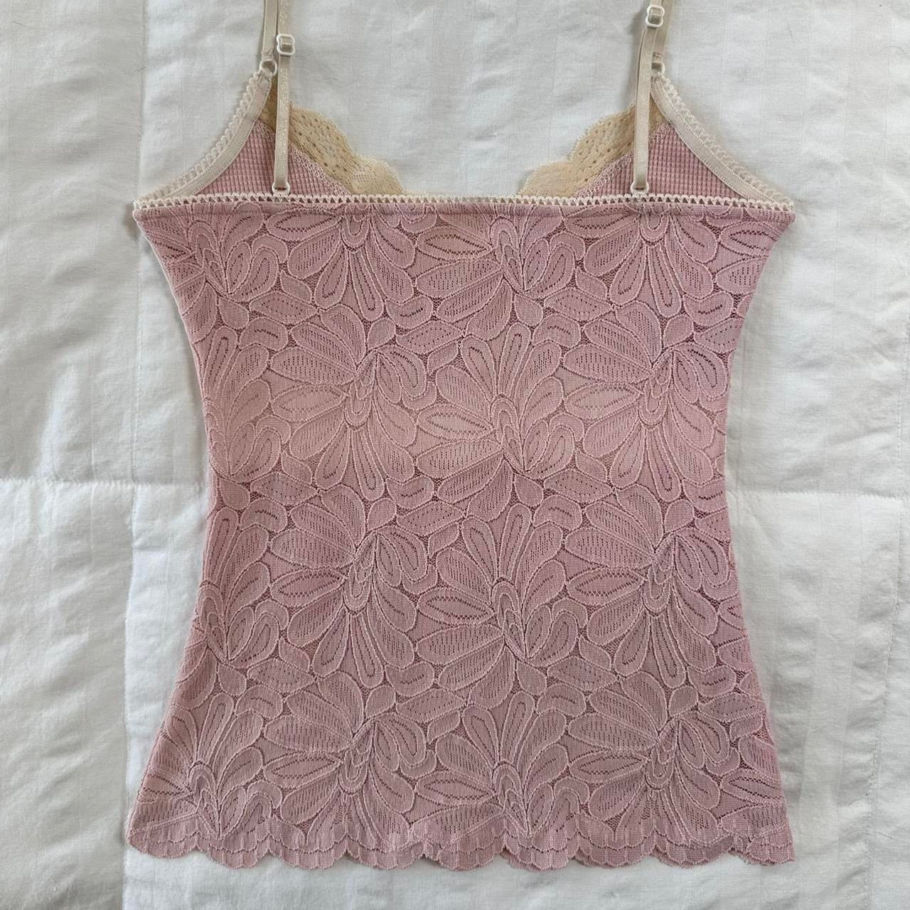 pink and cream lace cami