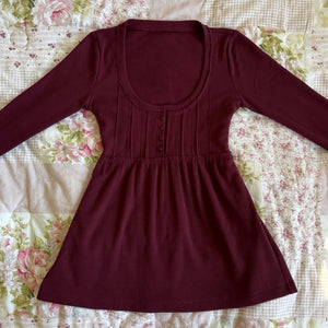 burgundy long sleeve babydoll