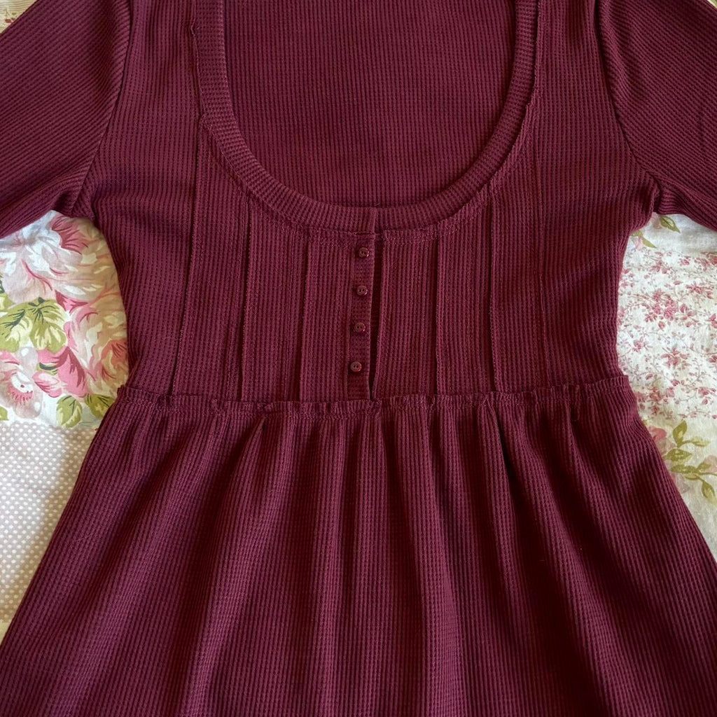 burgundy long sleeve babydoll