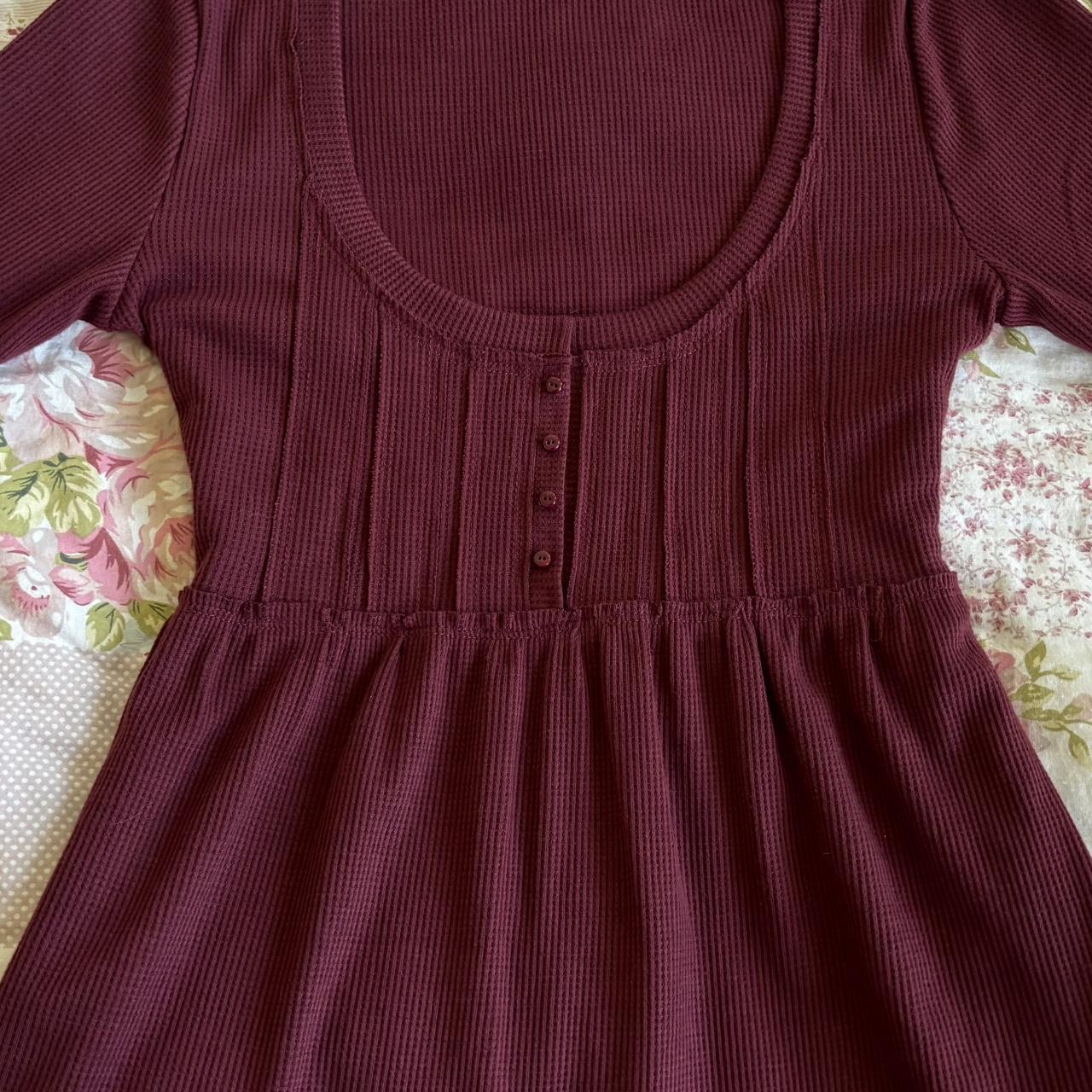 burgundy long sleeve babydoll