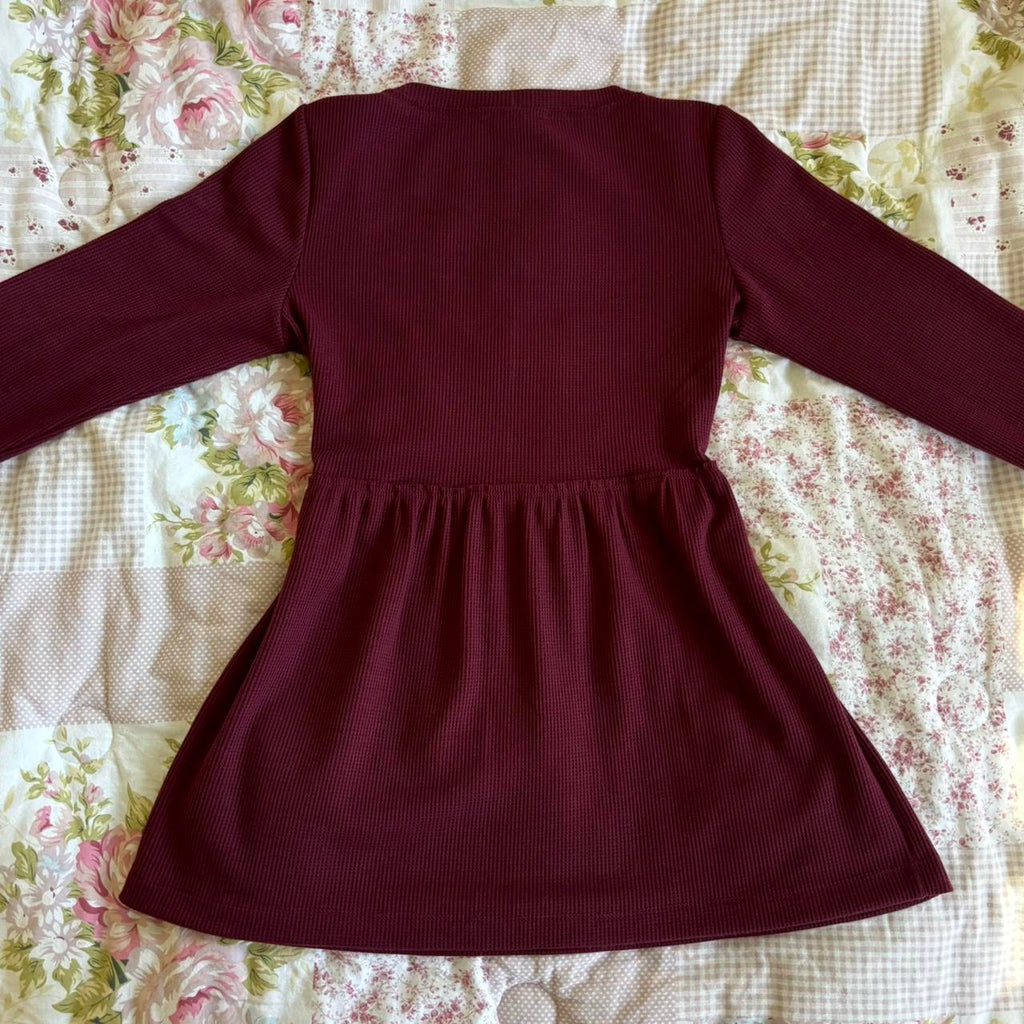 burgundy long sleeve babydoll