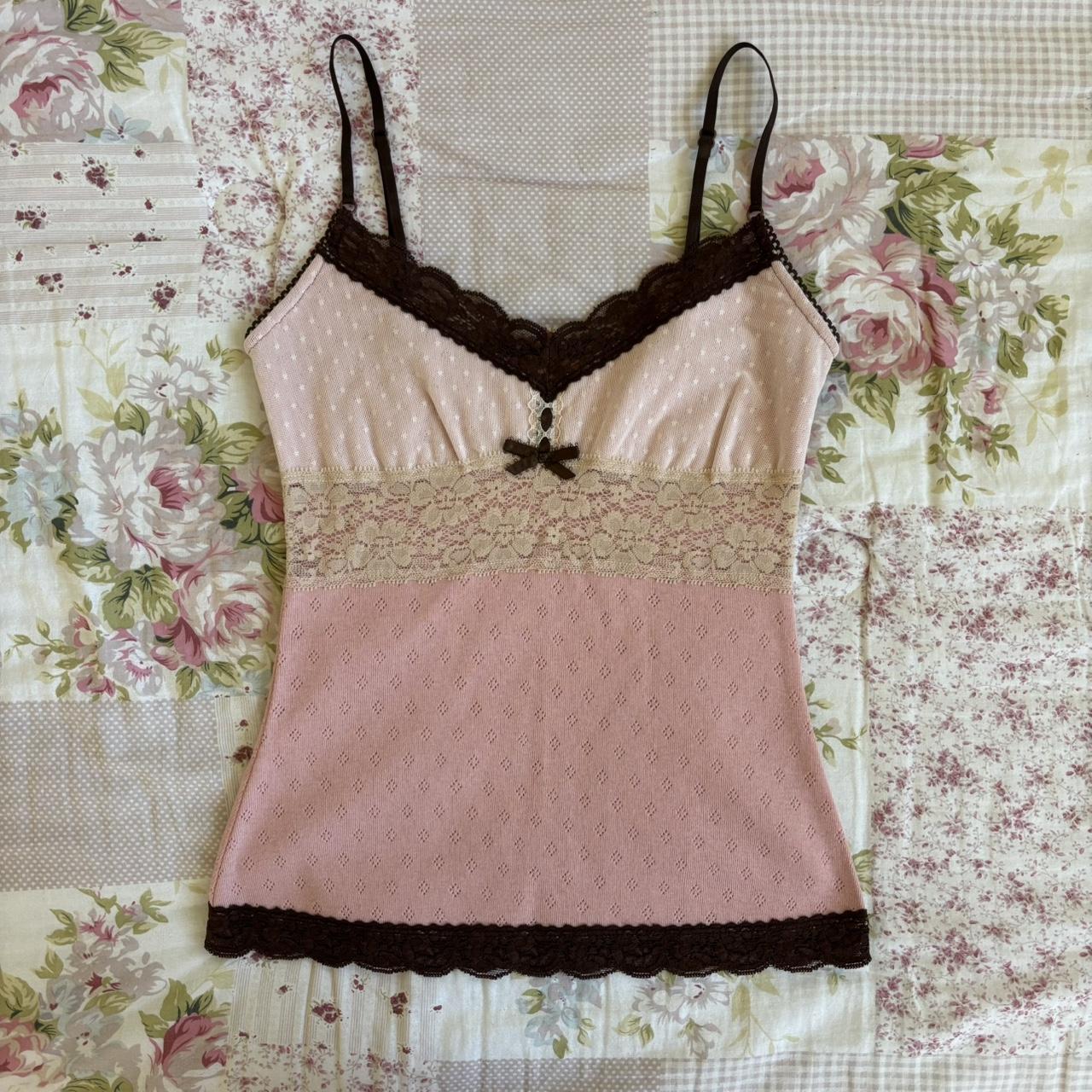 pointelle pink and brown cami