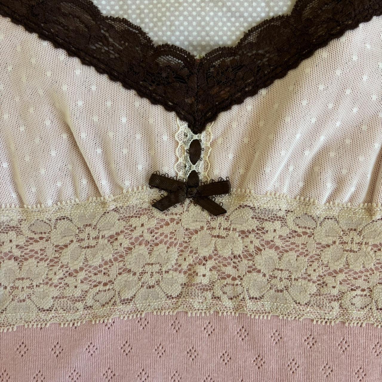pointelle pink and brown cami