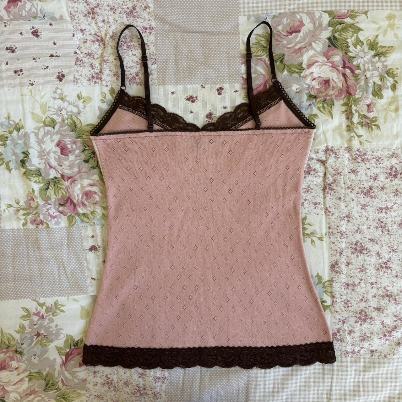 pointelle pink and brown cami